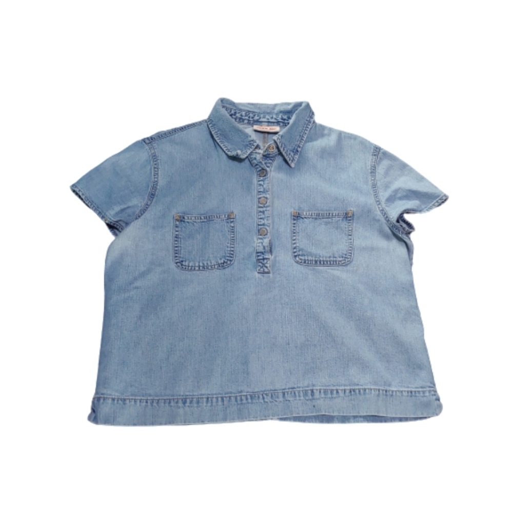 Gap vintage light wash denim popover top - Picture 1 of 4